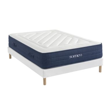 Ensemble matelas ressorts, latex et mémoire de forme, sommier Constellation et pieds Rêve 700 - SOMEO