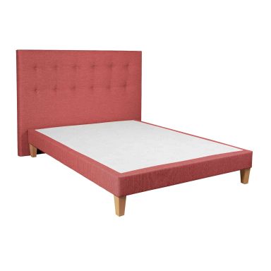 Ensemble sommier déco + tête de lit capitonnée rouge fraise Someo