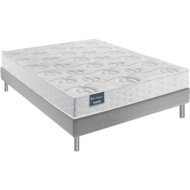 Ensemble Dunlopillo 100% latex 7 zones 18cm LAVANDE, matelas, sommier, pieds 140x190 (fond blanc)