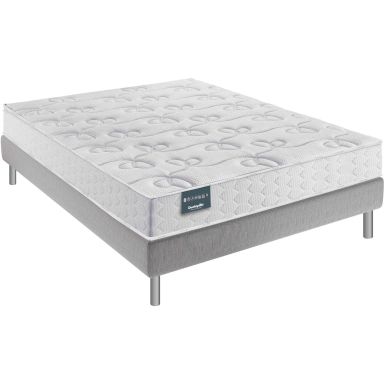 Ensemble Dunlopillo 100% latex 7 zones 20cm DAHLIA, matelas, sommier, pieds 140x190 (fond blanc)