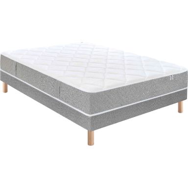 Ensemble matelas sommier, ressorts ensachés + 2cm mousse mémoire RV2 140x190 (fond blanc)