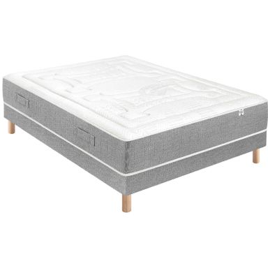 Ensemble matelas sommier, ressorts ensachés + 4cm mousse mémoire RV4 140x190 (fond blanc)