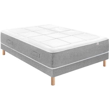 Ensemble matelas sommier, ressorts ensachés + 6cm mousse mémoire RV6 140x190 (fond blanc)