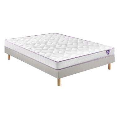 Ensemble Merinos matelas mousse Clear, sommier en kit déco et pieds