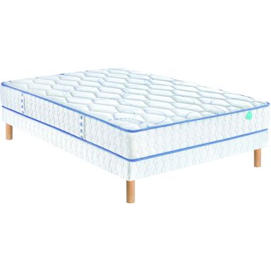 Ensemble Merinos matelas ressorts 24cm + sommier + pieds CANDIZ 140x190 (fond blanc)
