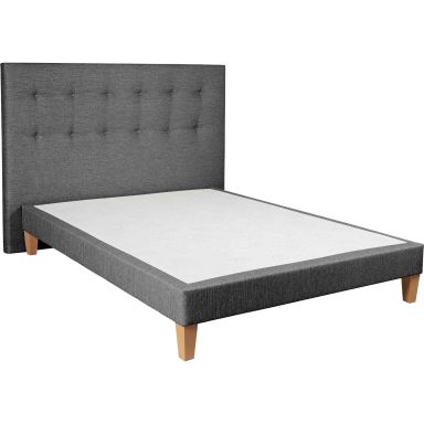 Ensemble sommier déco + tête de lit capitonnée gris moyen chiné Someo