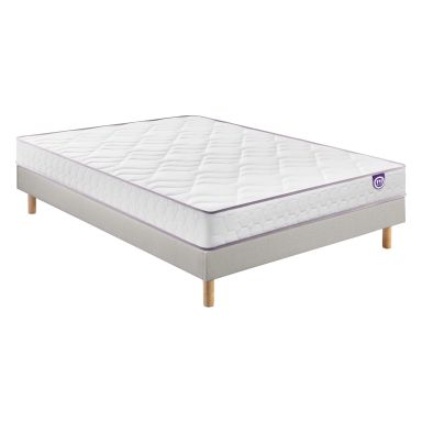 Ensemble Merinos matelas mousse Wise, sommier en kit déco et pieds