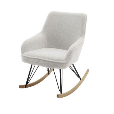 Fauteuil bouclette avec pieds en hêtre - FA16024