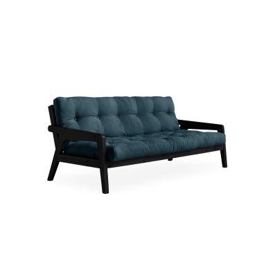 Banquette ajustable GRAB en pin massif noir avec matelas futon 130x190