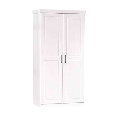 Armoire 2 portes en bois massif blanc laqué - AR12020