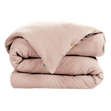 Housse de couette double gaze de coton rose