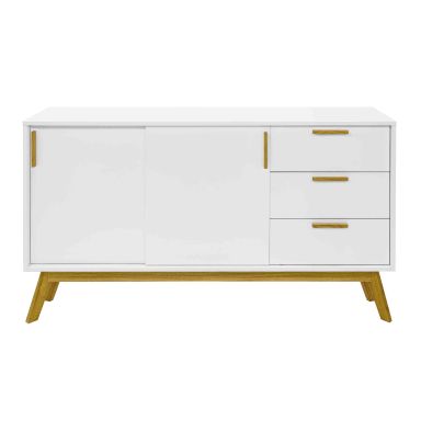 Commode 2 portes 3 tiroirs en bois massif blanc - CO0036