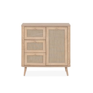 Commode 1 porte 3 tiroirs avec pieds en bois massif - CO7097