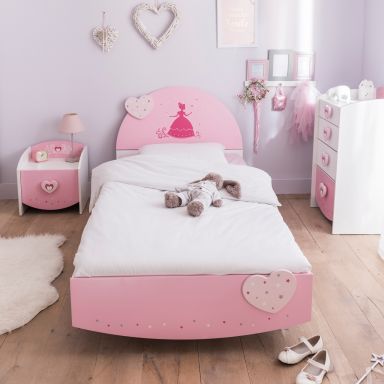 Lit enfant féérie rose et blanc perle LT125