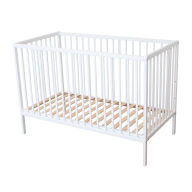 Lit bébé à barreaux en bois massif avec sommier réglable en hauteur 120x60