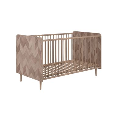 Lit bébé à barreaux en bois effet chevron - LT70108
