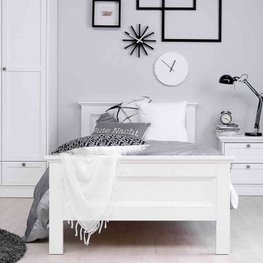 Lit en bois coloris blanc - LT7009
