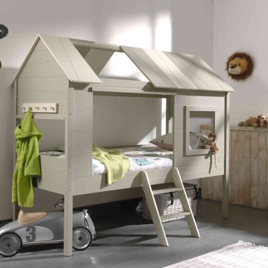 Lit cabane enfant 90x200 gris - Terre de Nuit