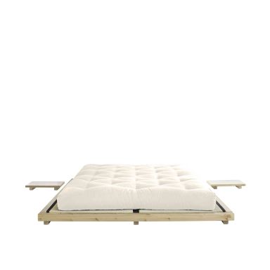 Lit futon style japonais coloris naturel + lot de 2 chevets naturel