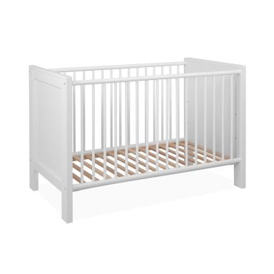 Lit bébé à barreaux en bois blanc - LT7084