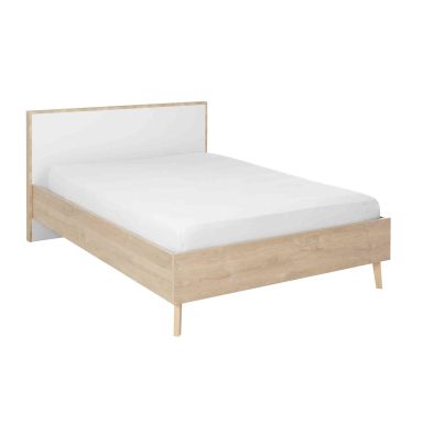 Lit adulte en bois imitation chêne clair - LT5046-2