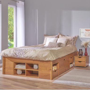 Lit multi-rangements TILL avec sommier intégré  en pin massif