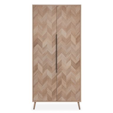 Armoire 2 portes effet chevron avec pieds en bois massif - AR70109