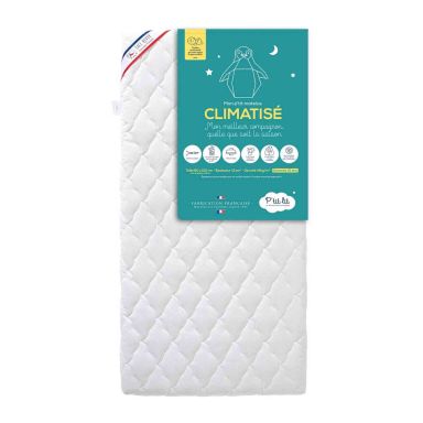 Matelas bébé climatisé déhoussable (fond blanc)