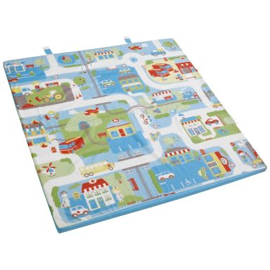 Matelas de jeu 120x120 véhicules compatible lit bébé (fond blanc)