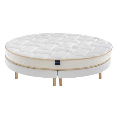 Ensemble matelas rond mousse, sommier et pieds Aurore 300 - SOMEO diamètre 215