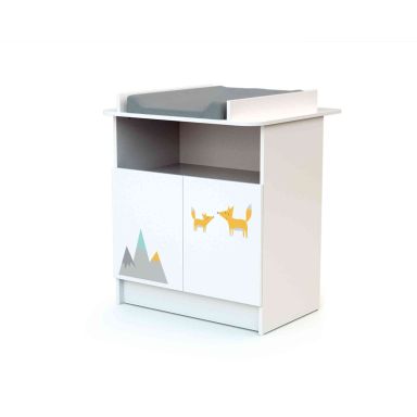 Meuble à langer en bois blanc 2 portes RENARD 50x70