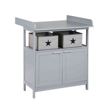 Meuble à langer bébé en bois 2 portes + 2 boîtes de rangement Hamburg 