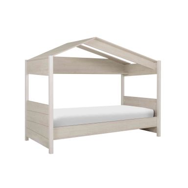 Lit cabane en bois imitation châtaignier 90x200 - LT5037