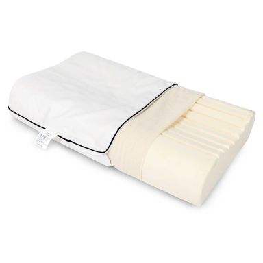 Oreiller ergonomique latex naturel et taie d'oreiller percale Someo