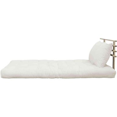 Pack futon et tête de lit bois massif naturel 140x200 écru naturel (fond blanc)