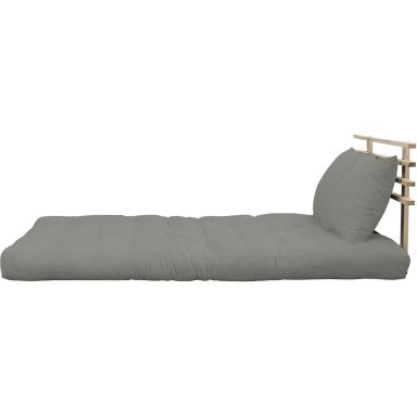 Pack futon et tête de lit bois massif naturel 140x200 gris (fond blanc)