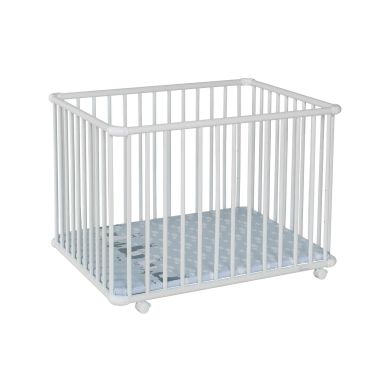 Parc bébé en bois à roulettes Belami fond lama - 76x97 cm - Geuther