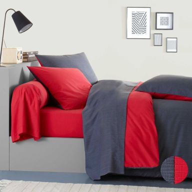 Parure de lit Écorce gris/rouge 