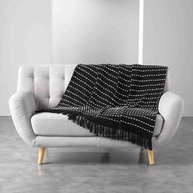 Plaid à franges en coton tissé Cayenne 125x150 cm