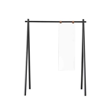 Porte vêtement en pin massif coloris noir avec miroir 