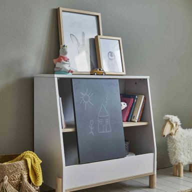 Meuble de rangement enfant avec porte coulissante ardoise - RA5042