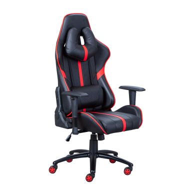 Chaise de bureau gaming réglable simili cuir noir et rouge - FT12082