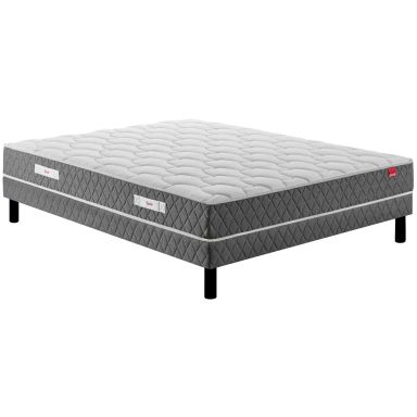 Ensemble Epeda ressorts ensachés ferme et moelleux RENOUVEAU + sommier + pieds (fond blanc)