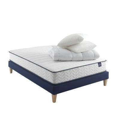 Ensemble matelas ressorts, sommier, pieds, couette et oreiller Rêve 300 - SOMEO