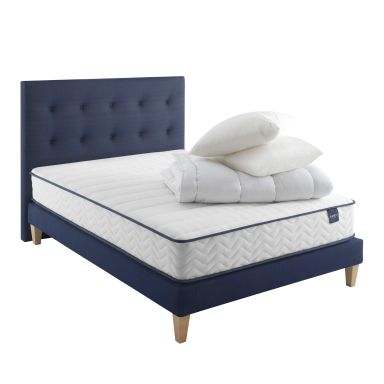 Ensemble matelas ressorts, sommier, pieds, tête de lit, couette et oreiller Rêve 300 - SOMEO