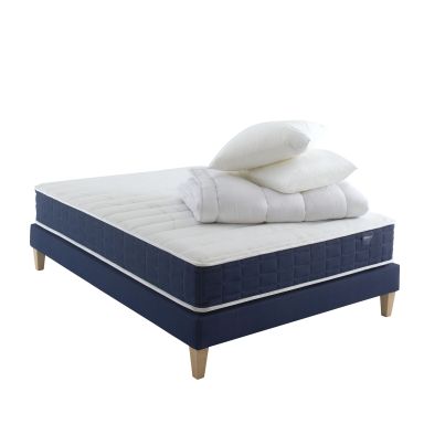 Ensemble matelas ressorts, sommier, pieds, couette et oreiller Rêve 400 - SOMEO