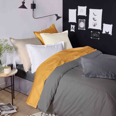 Housse de couette satin de coton anthracite - Tradilinge