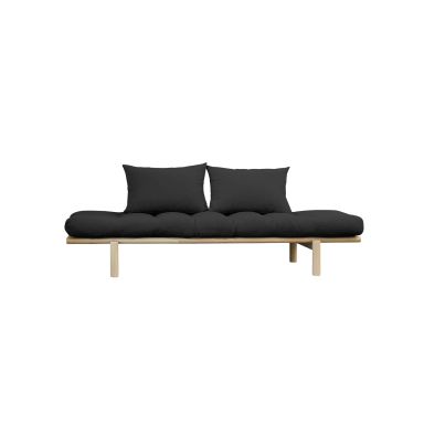 Sofa en pin massif naturel matelas 75x200 + coussins 40x60 inclus