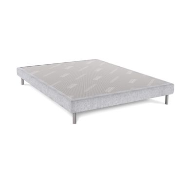 Sommier déco gris perle DUNLOPILLO 15cm pieds inclus 140x190 (fond blanc)