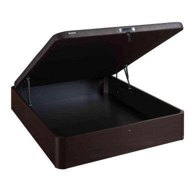Sommier lit coffre en kit wengé Bultex Asteroid ouvert 140x190